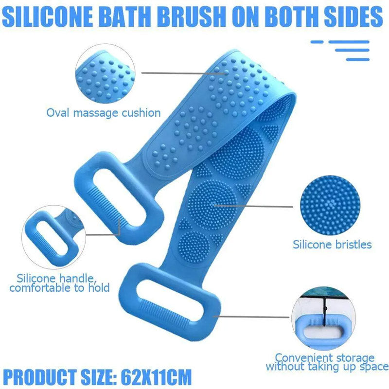Silicone Back Scrubber Soft Body Wash Bath Brush Shower Belt