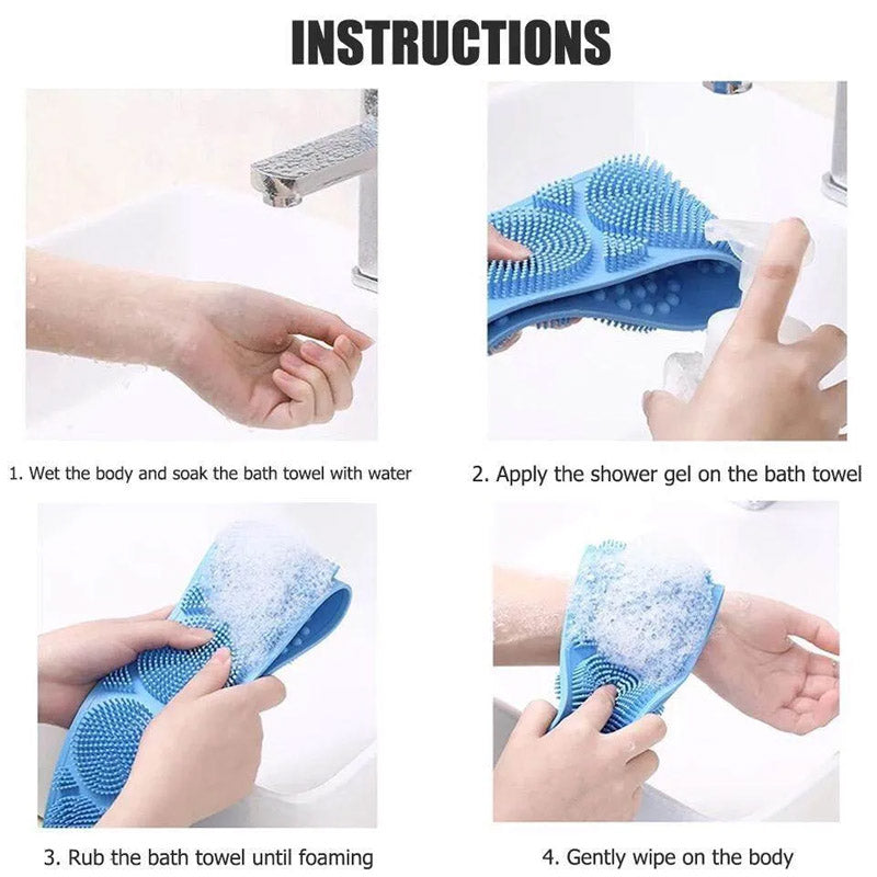 Silicone Back Scrubber Soft Body Wash Bath Brush Shower Belt
