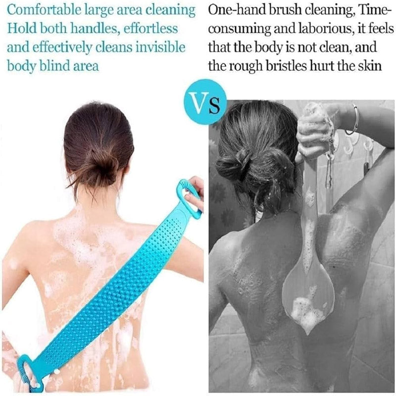Silicone Back Scrubber Soft Body Wash Bath Brush Shower Belt