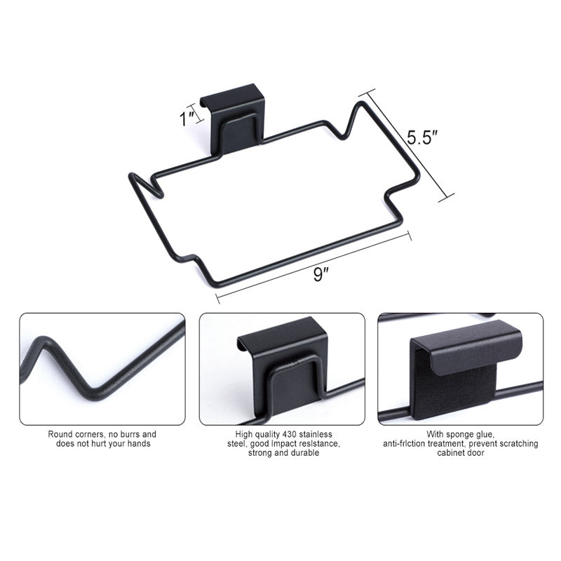 Kitchen Cabinet Door Metal Garbage Trash Bag Holder,