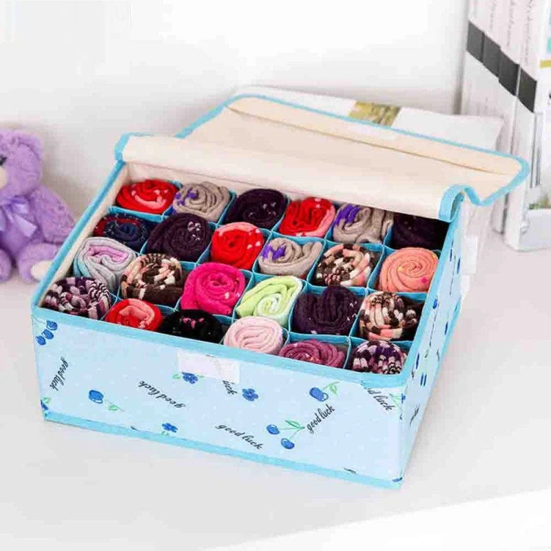 24 Pocket Socks Organizer Box With Lid