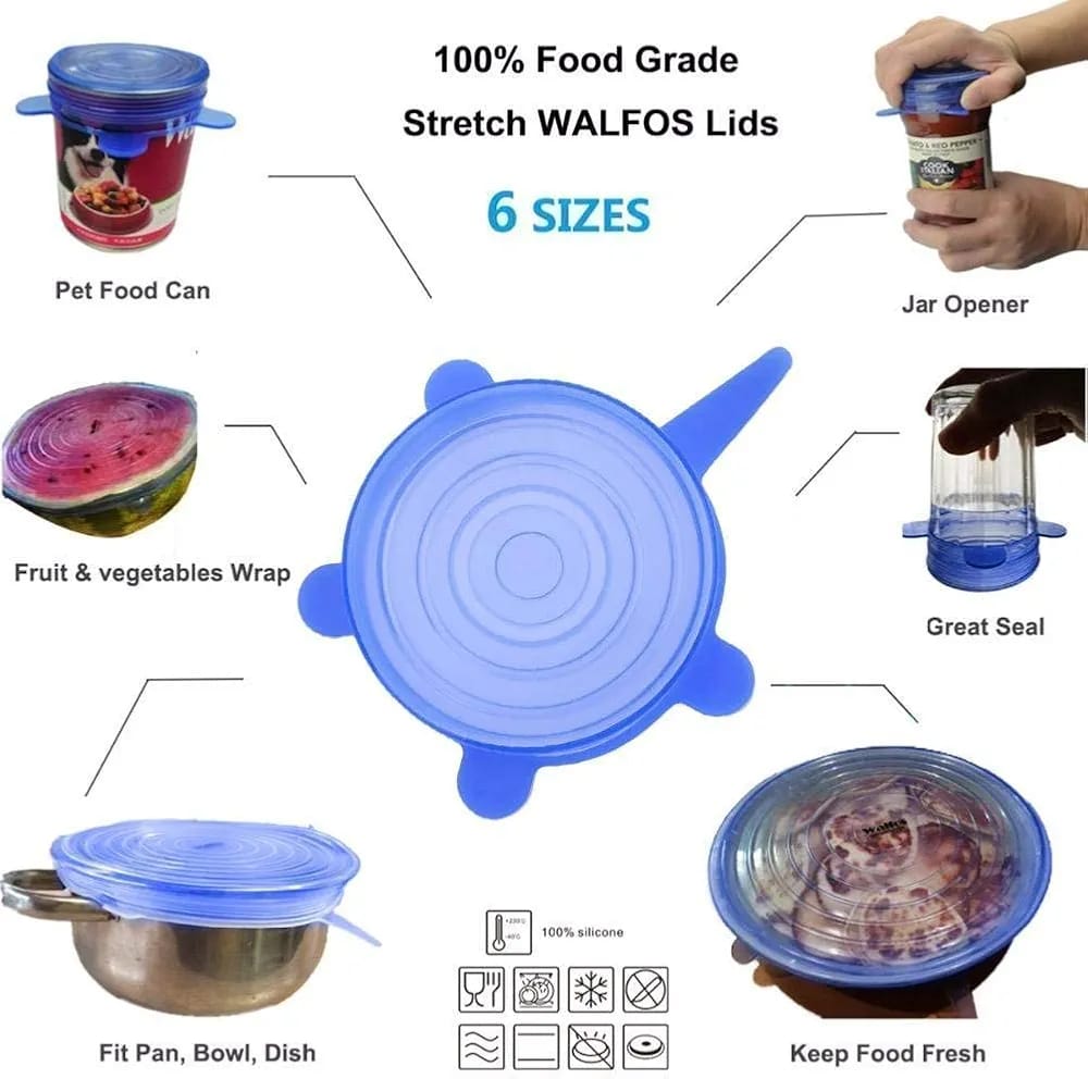 Silicone Lid Spill Stopper Cover 6pcs/set