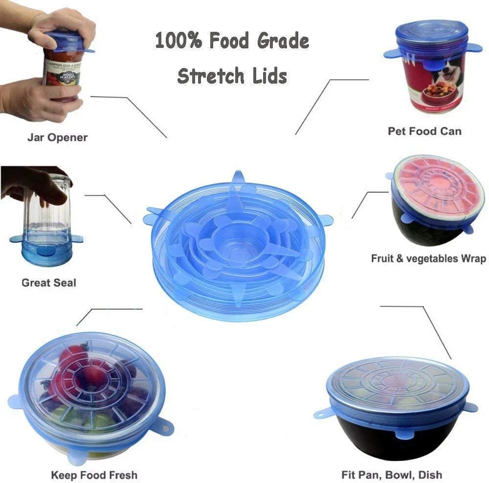 Silicone Lid Spill Stopper Cover 6pcs/set