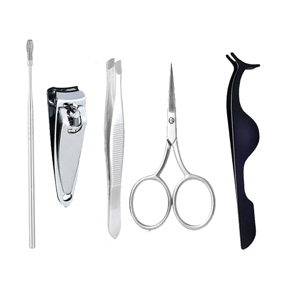 5-in-1 Professional Beauty Grooming Kit | Nail Clipper, Scissors, Tweezers, Eyebrow Razor & Eyelash Tool