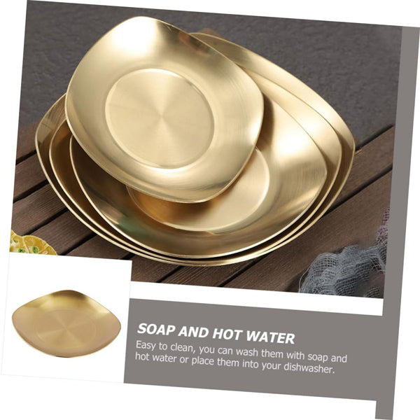 Stainless Steel Square Serving Plate Gold Finish Sauce Dipping Dish