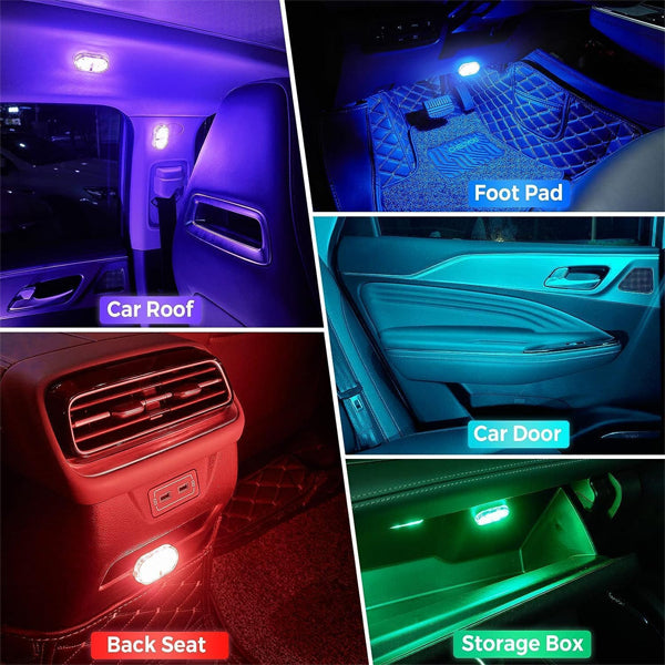 LED Touch Light Mini Wireless Car Interior Lighting Auto Roof Ceiling Reading Lamp for Door Foot Trunk Storage Box USB Charging
