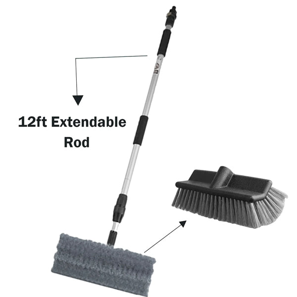 2 Feet Solar Panel / Window / Glass Telescopic Wash Brush With Water Switch