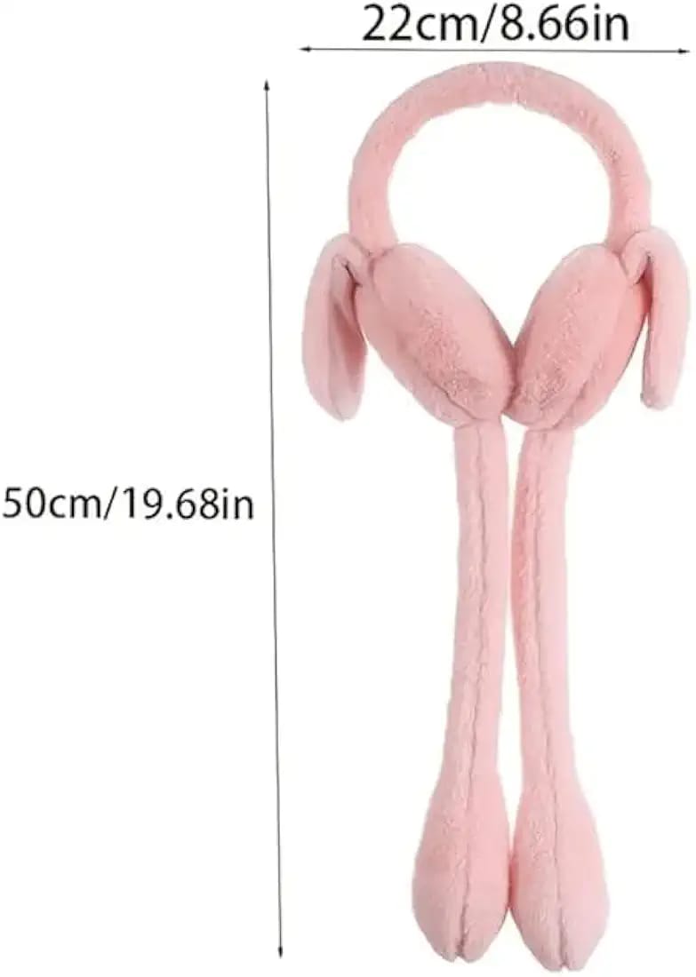 Cute Bunny Plush Ear Warmer Scarf β Squeeze-to-Move Rabbit Earmuffs (Winter Soft Fur)
