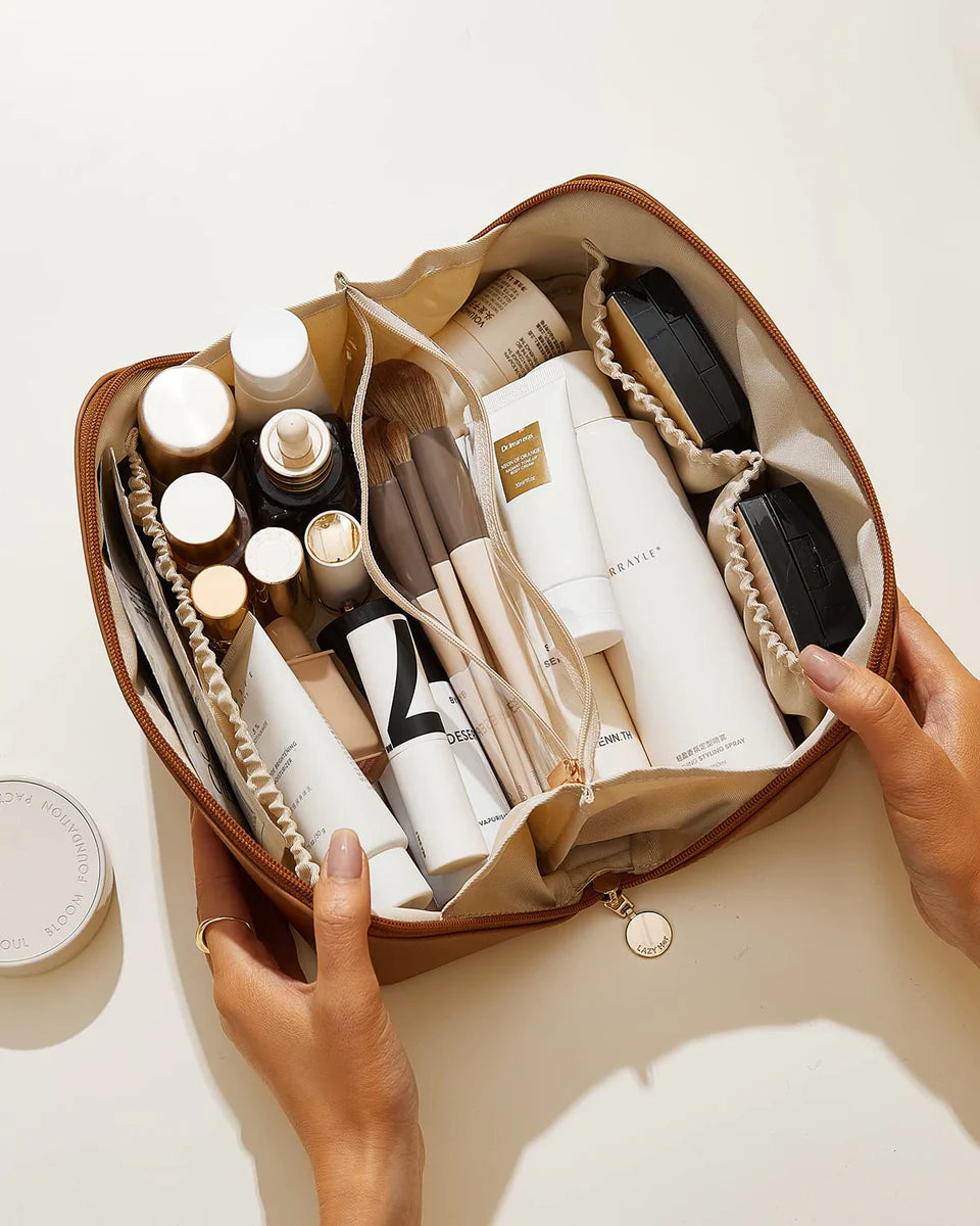 Large Capacity Leather Travel Cosmetic Bag