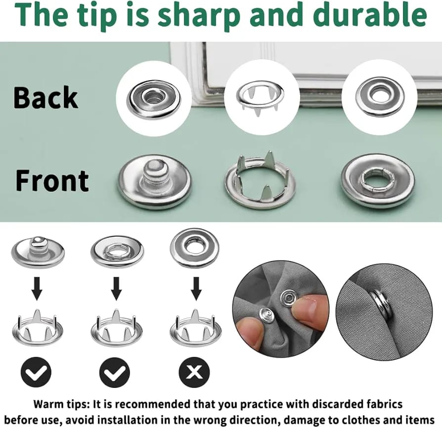 9.5mm Snap Buttons (Pack of 50 pcs)