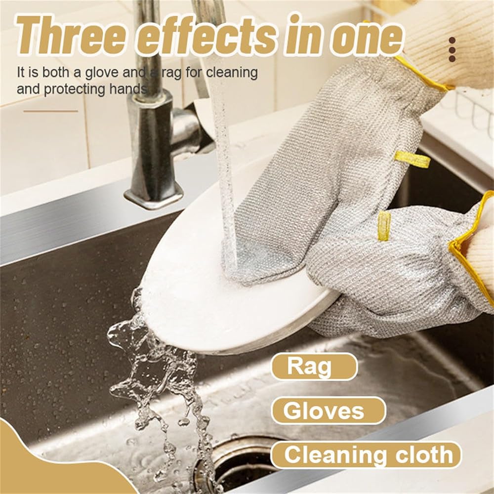1 Pair (2 Pcs) Wire Dishwashing Gloves