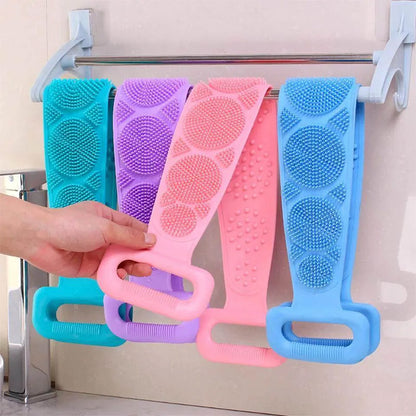 Silicone Back Scrubber Soft Body Wash Bath Brush Shower Belt