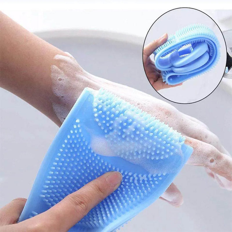 Silicone Back Scrubber Soft Body Wash Bath Brush Shower Belt