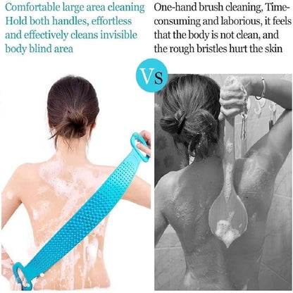 Silicone Back Scrubber Soft Body Wash Bath Brush Shower Belt