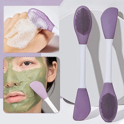 (Pack of 3) Jade Roller, Gua Sha & 2 in 1 Mask Brush and Massage Brush Set