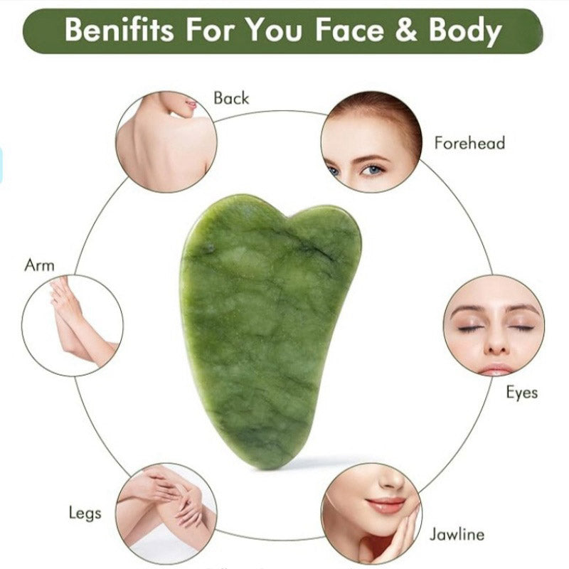 (Pack of 3) Jade Roller, Gua Sha & 2 in 1 Mask Brush and Massage Brush Set
