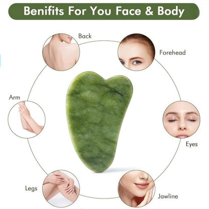 (Pack of 3) Jade Roller, Gua Sha & 2 in 1 Mask Brush and Massage Brush Set