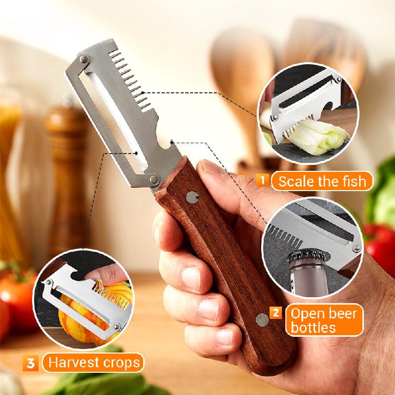 Multifunctional 3-in-1 Stainless Steel Peeler Durable Kitchen Peeling Tool