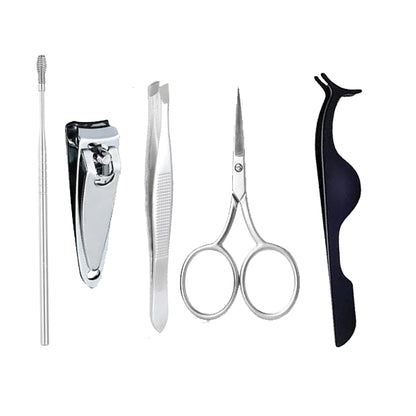 5-in-1 Professional Beauty Grooming Kit | Nail Clipper, Scissors, Tweezers, Eyebrow Razor & Eyelash Tool