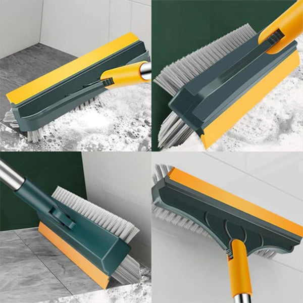 Multi-Function Cleaning Brush with Wiper| Double Sided Scrubber Brush with Long Handle Viper Brush