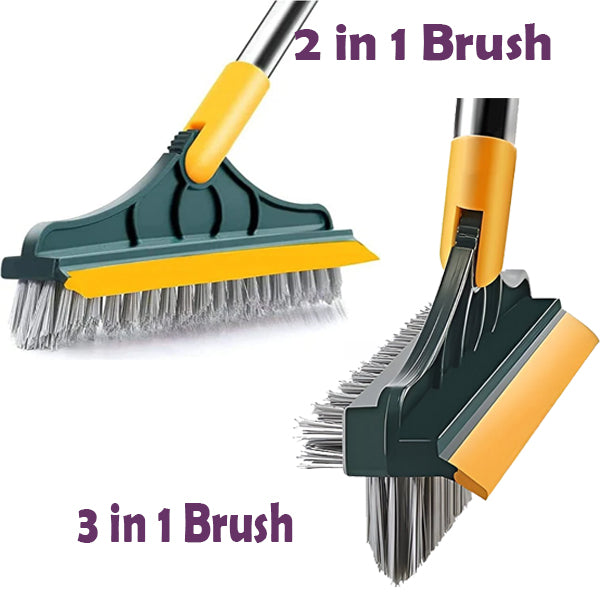 Multi-Function Cleaning Brush with Wiper| Double Sided Scrubber Brush with Long Handle Viper Brush