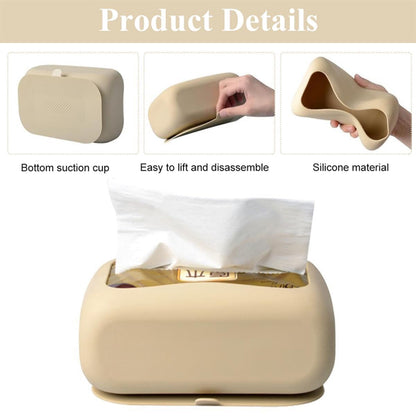 Silicone Tissue Holder with Suction Cup – Foldable, Punch-Free Napkin Box for Bathroom & Kitchen