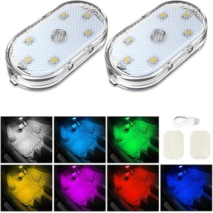 LED Touch Light Mini Wireless Car Interior Lighting Auto Roof Ceiling Reading Lamp for Door Foot Trunk Storage Box USB Charging