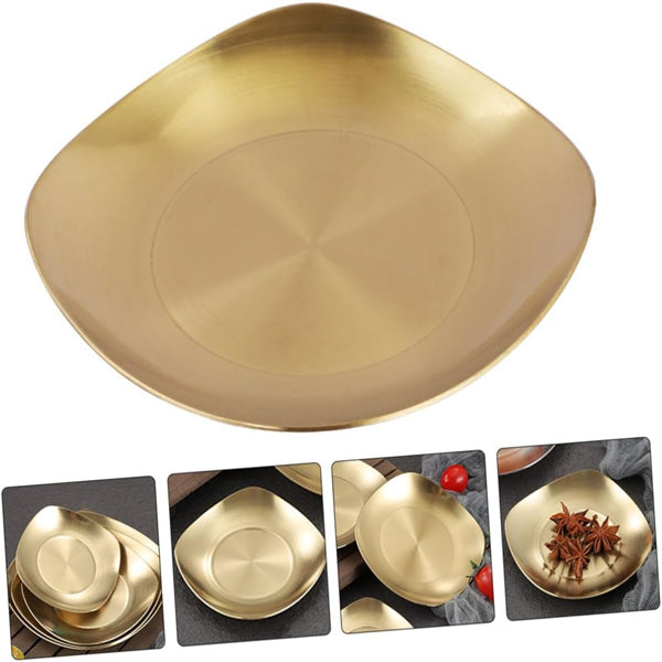 Stainless Steel Square Serving Plate Gold Finish Sauce Dipping Dish