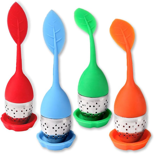 Silicone Handle Stainless Steel Strainer Drip Tray Included - Loose Tea Steeper - Best Tea Infuser For Loose Leaf Or Herbal Tea