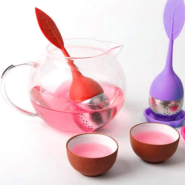 Silicone Handle Stainless Steel Strainer Drip Tray Included - Loose Tea Steeper - Best Tea Infuser For Loose Leaf Or Herbal Tea