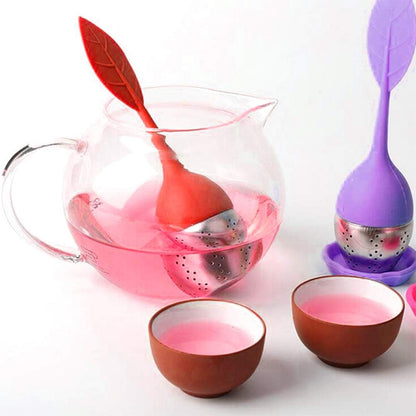 Silicone Handle Stainless Steel Strainer Drip Tray Included - Loose Tea Steeper - Best Tea Infuser For Loose Leaf Or Herbal Tea