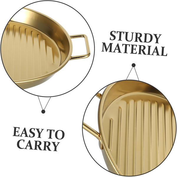 Golden Stainless steel Round Dinner plate Double Ears Design