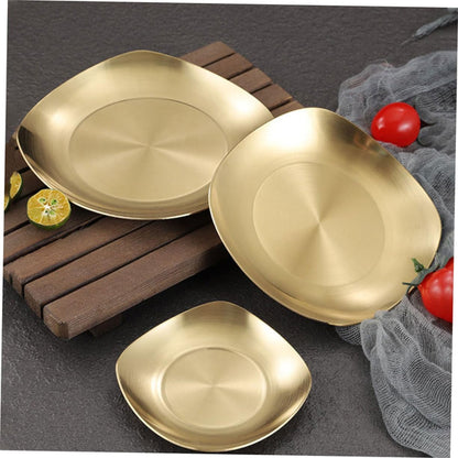 Stainless Steel Square Serving Plate Gold Finish Sauce Dipping Dish