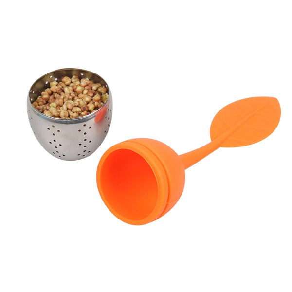 Silicone Handle Stainless Steel Strainer Drip Tray Included - Loose Tea Steeper - Best Tea Infuser For Loose Leaf Or Herbal Tea