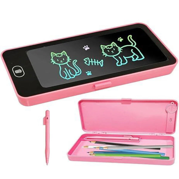 LCD Writing Tablet Pencil Box for Kids – Drawing Board Case with Erase Button & Storage