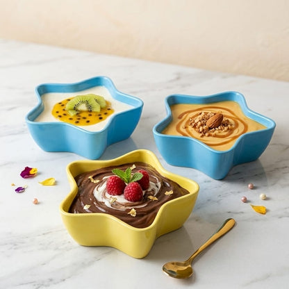 Star Shape Ceramic Dessert Bowl Set – Colorful Baking & Serving Cups