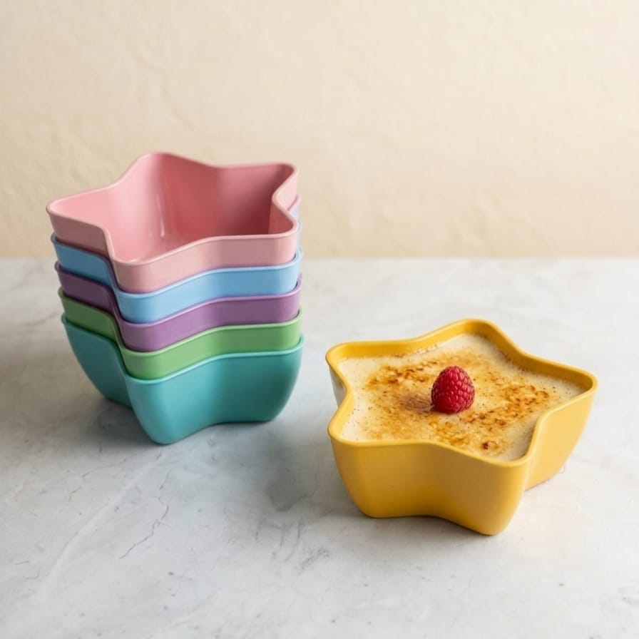 Star Shape Ceramic Dessert Bowl Set – Colorful Baking & Serving Cups