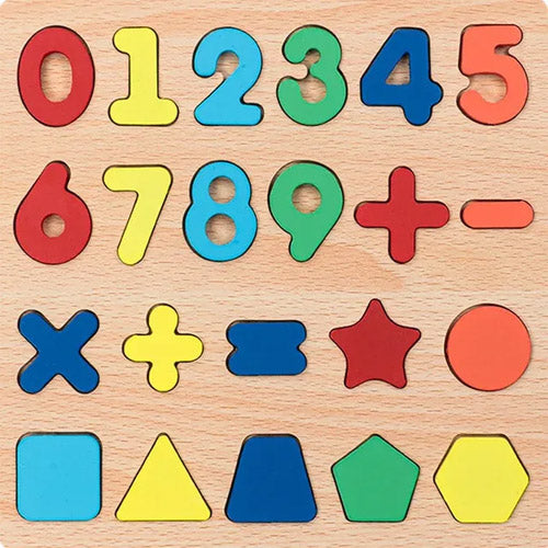 Colorful Alphabet Number Wooden Puzzles Toy for Kids