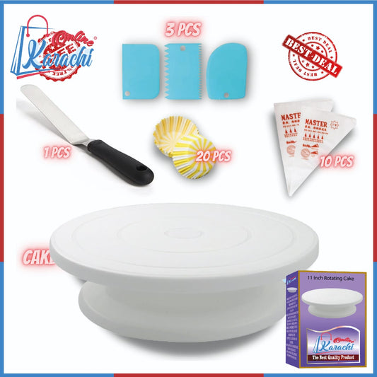 Cake Decorating Kit with Turntable & Tools