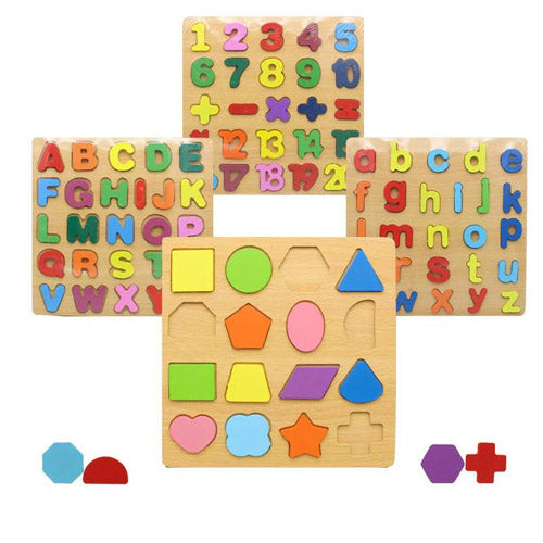 Colorful Alphabet Number Wooden Puzzles Toy for Kids