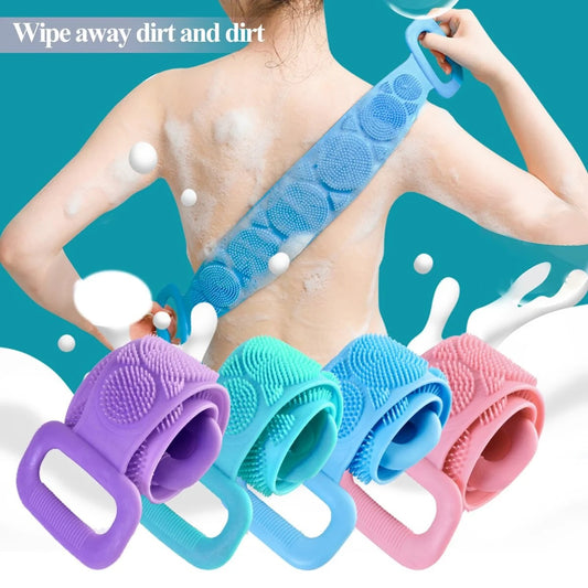 Silicone Back Scrubber Soft Body Wash Bath Brush Shower Belt