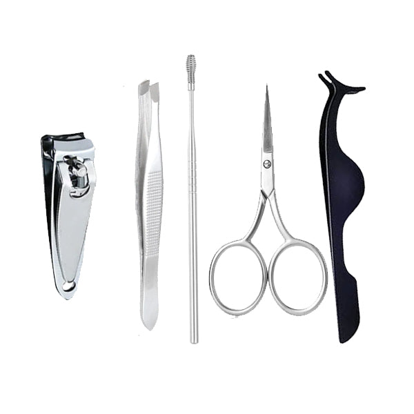 5-in-1 Professional Beauty Grooming Kit | Nail Clipper, Scissors, Tweezers, Eyebrow Razor & Eyelash Tool